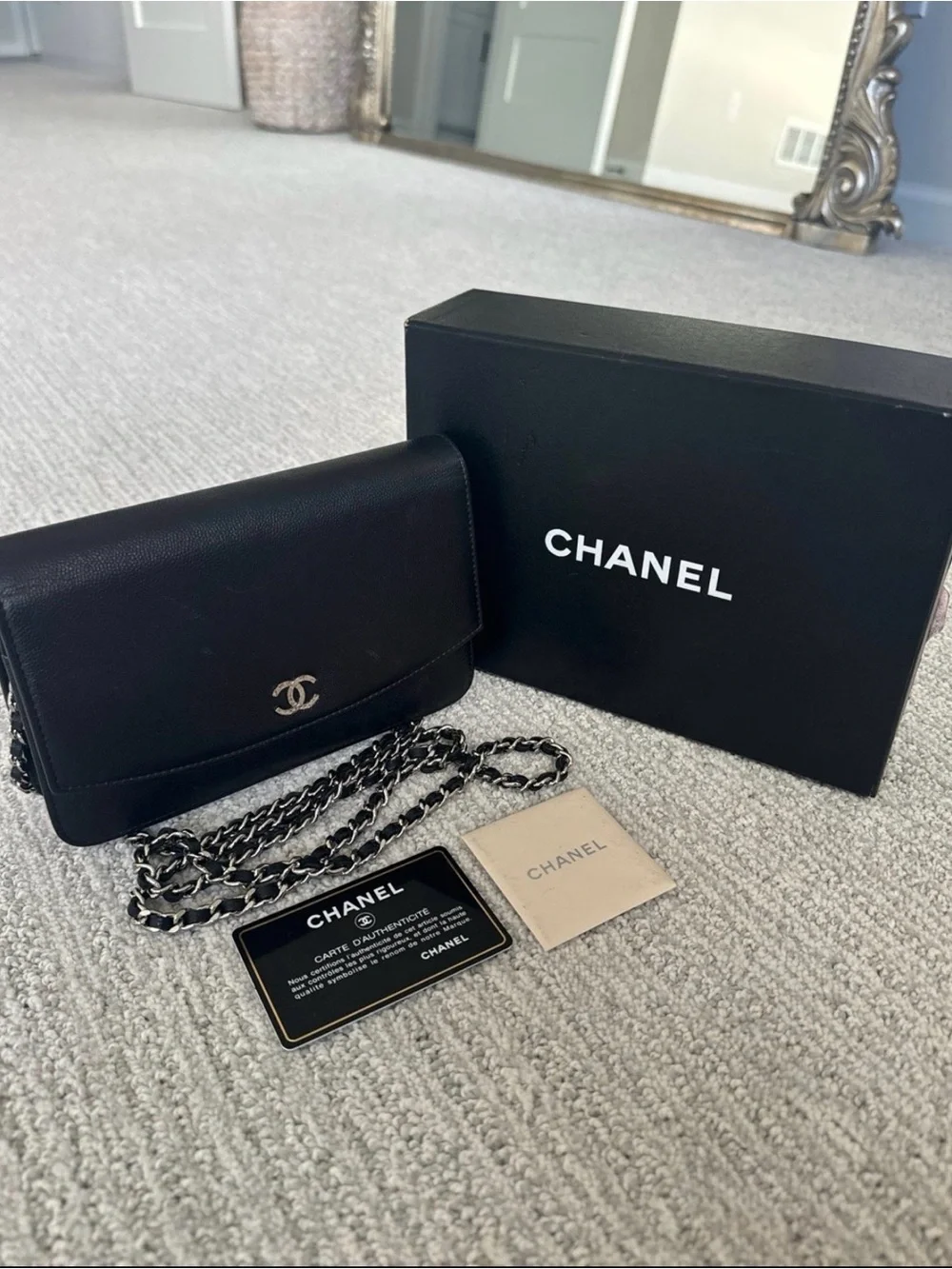 Chanel Sevruga Wallet on Chain